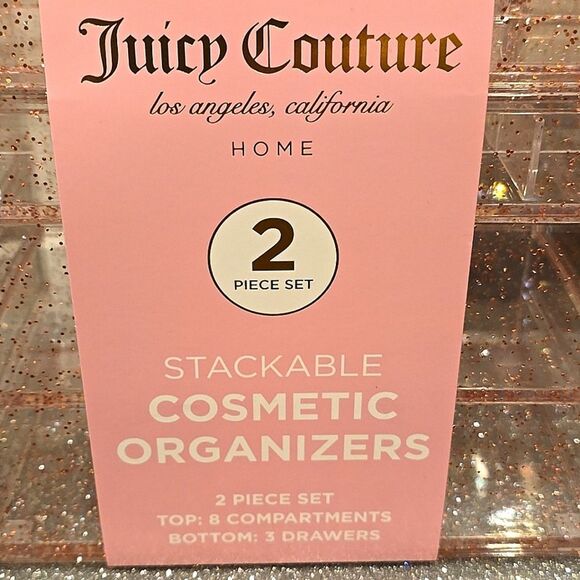 Juicy Couture Home Glitter Infused Stackable Cosmetic Organizers- Pink - Picture 10 of 11